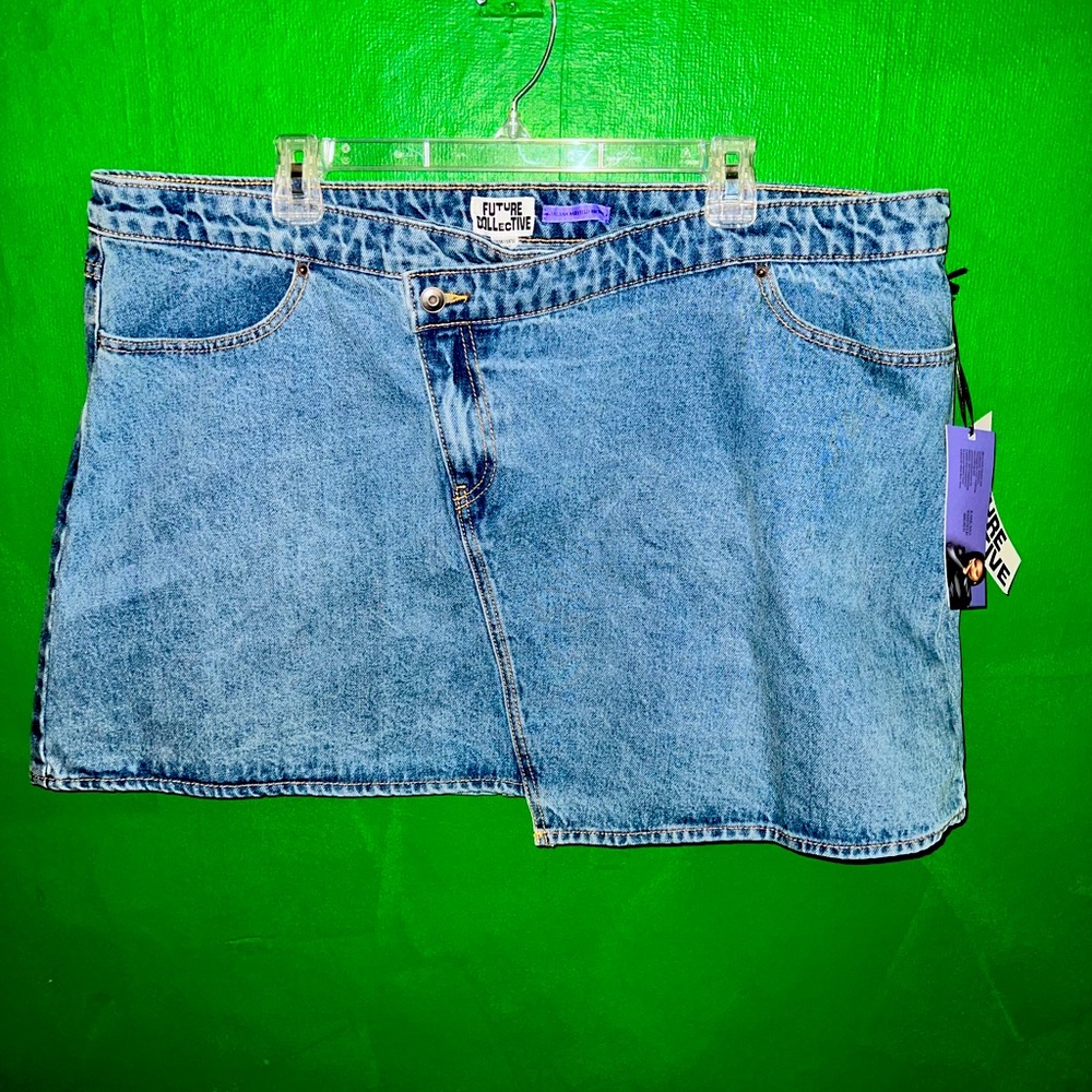 The Future Collective by Kahlana Barfield Brown denim mini skirt